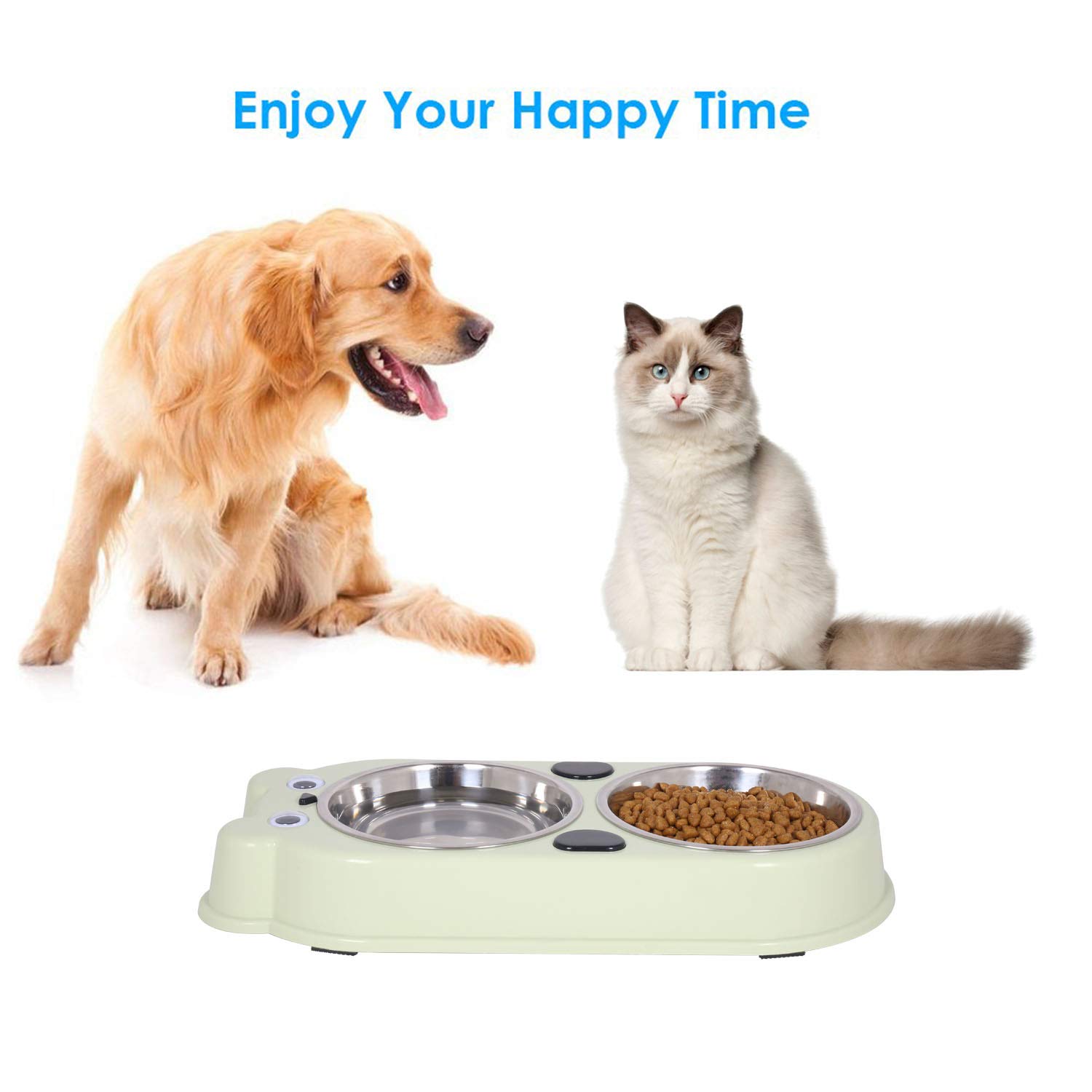 UPSKY Double Dog Cat Bowls Double Premium Stainless Steel Pet Bowls