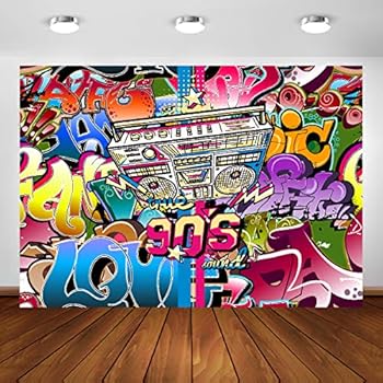 Amazon Com 90s Backdrop Hip Hop Theme Party Decorations 7x5ft