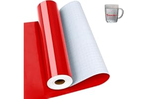 Thamlora Red Permanent Vinyl, 12" x 50ft Glossy Red Vinyl Roll Compatible with Cricut Cutting Machine, Permanent Vinyl for Ou