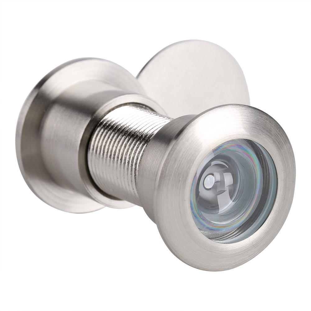 Fdit Safety Door Viewer, Alloy Peephole Door Viewer 28mm Wide Viewing Angle with Heavy Duty Privacy Cover for Home Office Hotel(Brushed Chrome/Green Bronze)