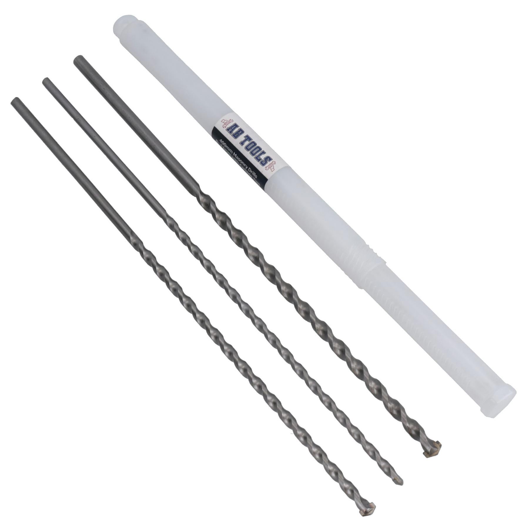 AB Tools 3pc Long Masonry Drills for Bricks Blocks Concrete Carbide Tips 400mm 8-12mm