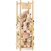 KiddoCood Kids Large Stuffed Animal Storage & Plush Toy Storage, 53.15" H | 3 Tier Solid Wood Plush Holder, BPA-Free & Zero G