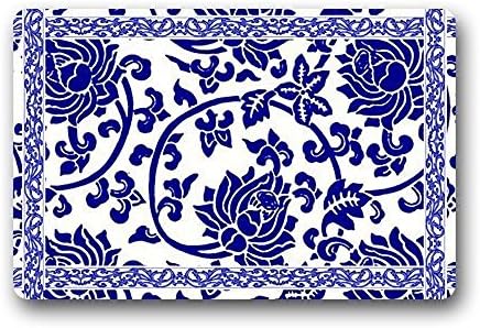 Heymats Chinese Blue-And-White Doormat Outdoors/Indoor Machine Washable Home Floor Mats Rugs 23.6 x 15.7 Inches