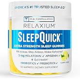 Relaxium SleepQuick Gummies, Sleep Aid, 5 mg Melatonin, D-3, Lemon, 60ct | Gut Health &amp; Immune Support, Prebiotic Probiotic Blend, Gluten &amp; Drug Free