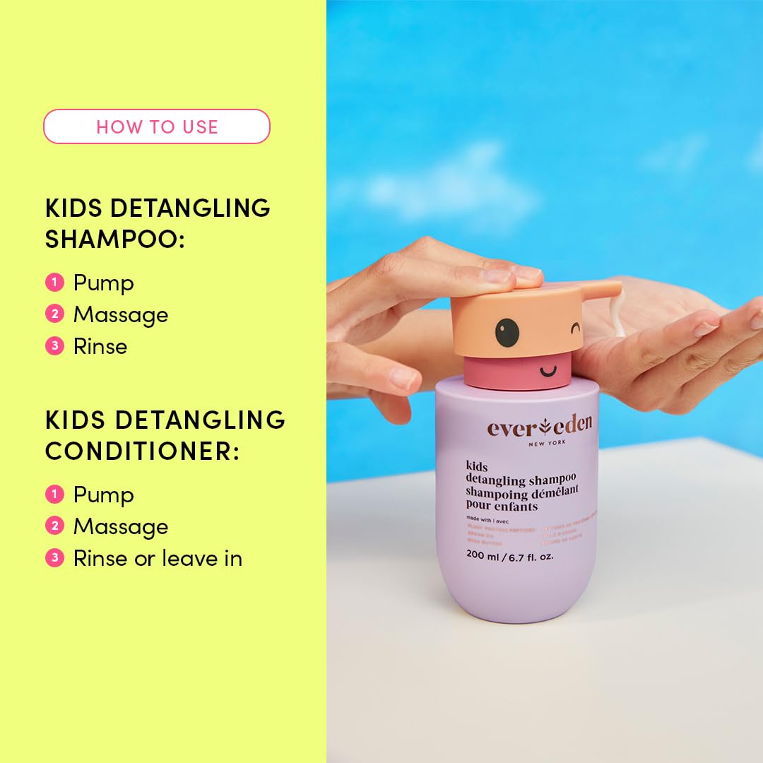 Evereden Kids Routine Bundle - Detangling Shampoo and Conditioner + Multi-Vitamin Face Wash and Face Cream for Kids 3+