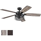 Honeywell Ceiling Fans Carnegie Industrial 52 Inch Ceiling Fan with Light, Remote Control Fan, LED Indoor Fan with 5 Blades, 