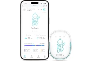 Sense-U Pro Baby Breathing Monitor with Arousal Vibration, Movement/Rollover/Overheating Alerts, Audible & App Notifications, Easy Clip-On Design, Smart Sleep Monitor