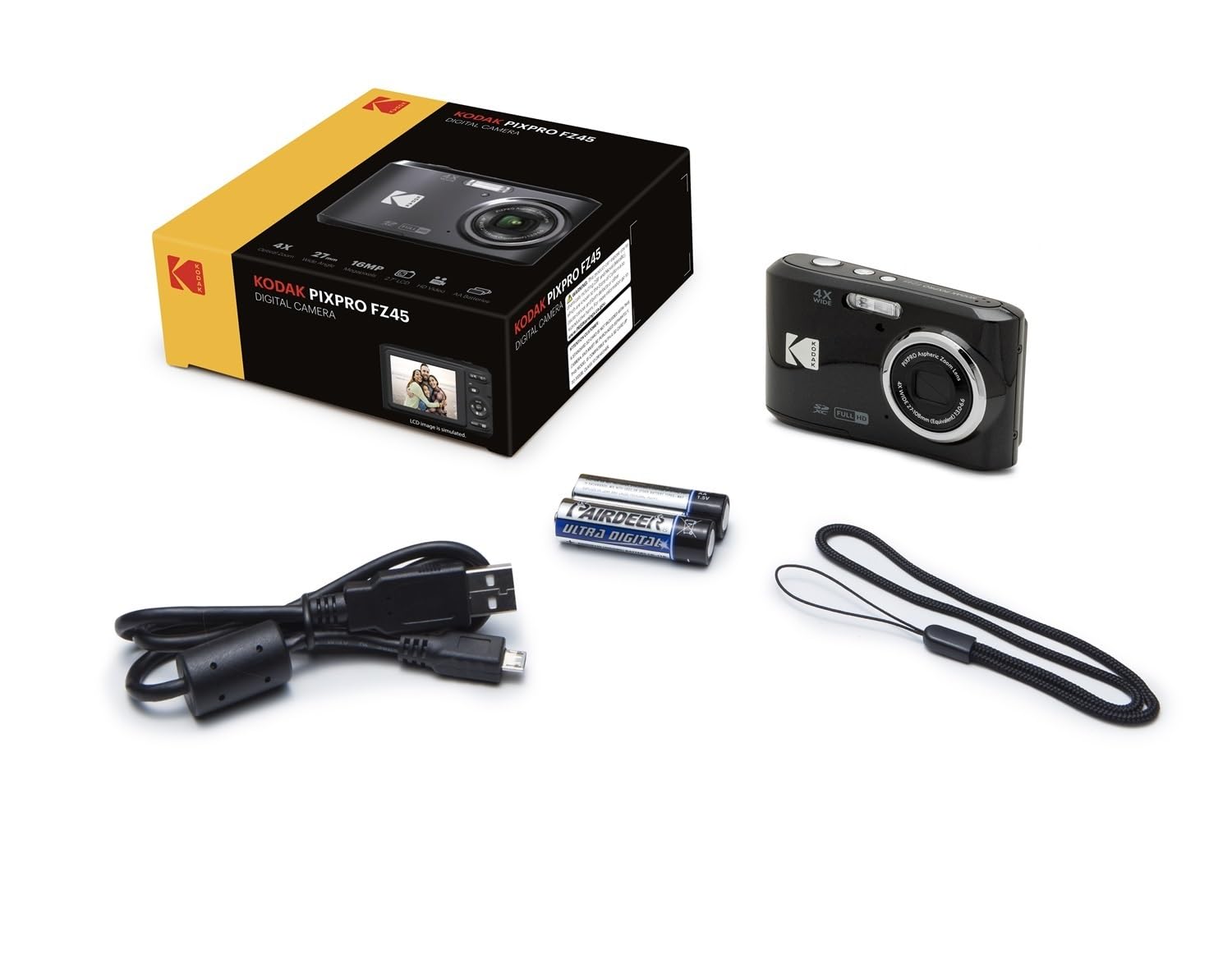 KODAK PIXPRO FZ45 16MP Digital Camera with 4X Optical Zoom 27mm Wide Angle and 2.7