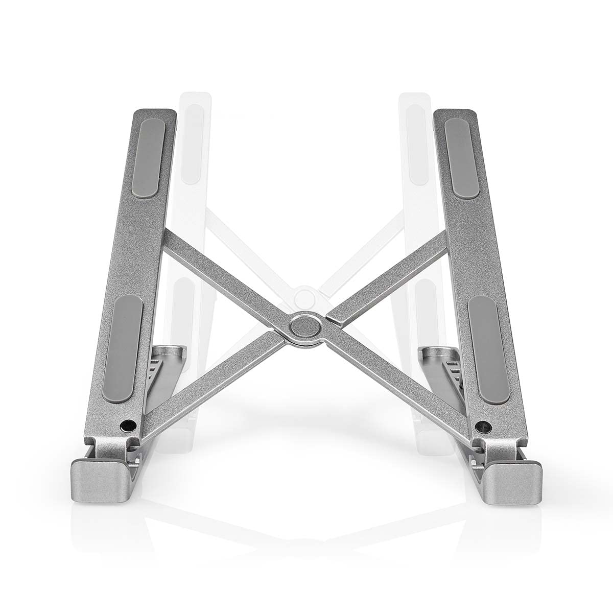 NEDIS Laptop Stand, Portable Desk Riser with Ergonomic Foldable Design and 6 Adjustable Height Levels, Ventilated Cooling for 5-17” Laptop Tablet Notebook Smartphone Holder | Aluminum | Silver