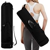 sportsnew Yoga Mat Bag with Water Bottle Pocket and Bottom Wet Pocket, Exercise Yoga Mat Carrier Multi-Functional Storage Bag, Patent pending