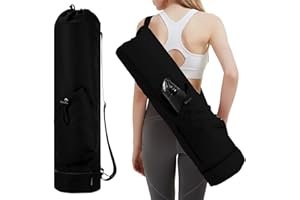 Yoga Mat Bag with Bottle Pocket and Bottom Wet Pocket Adjustable Strap Yoga Mat Carrier Exercise Yoga Carrying Bag Multi-Func