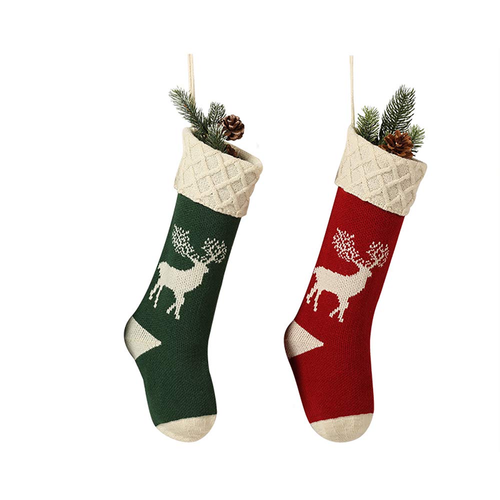 Qingxian Pack of 2 Christmas Stockings for Filling and Hanging Christmas Stockings Stocking Christmas Decoration