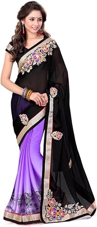 Amazon Com Sourbh Mirchi Fashion Women S Fancy Party Wear Indian Half Half Saree Black Purple Clothing Amazon Com Sourbh Mirchi Fashion Women S Fancy Party Wear Indian Half Half Saree Black Purple Clothing