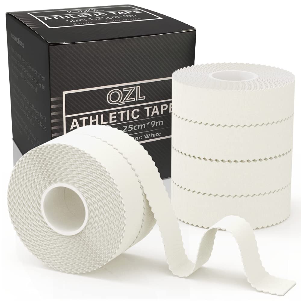 QZL Finger Tape Athletic Tape White - Tear by Hand - Extended Wear - for Rock Climbing, BJJ Jiu-Jitsu, Grappling, MMA, Crossfit, Bouldering, and Martial Arts - 6 Rolls 1.25 CM *9.1 M