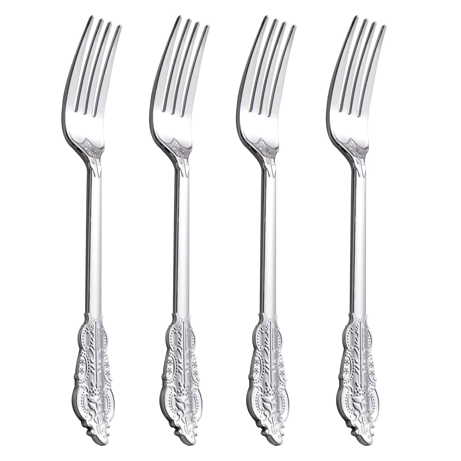 Photo 1 of Ciaell 200 Pieces Silver Plastic Forks - Silver Disposable Forks - 7.4inch Heavy Duty Plastic Forks - Heavyweight Dessert Forks Perfect for Parties Weddings Birthdays