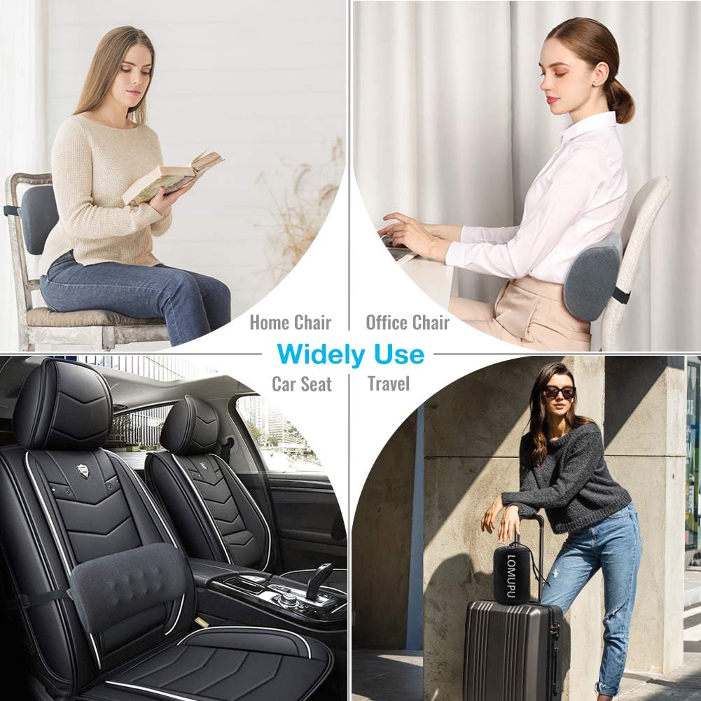 Lumbar Support Pillow for Office Chair and Car Seat Memory Foam Lower Back Lumbar Support Cushion Ergonomic Back Support Pillow for Back Pain Relief with Skin Affinity Cover: Kitchen & Dining