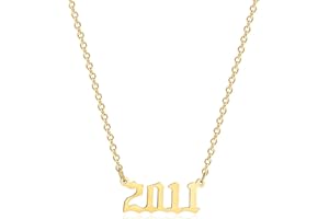 Glimmerst Birthday Year Necklace, 18K Gold Plated Stainless Steel Birth Year Number Pendant Necklace Memorable Anniversary Jewelry for Women Girls