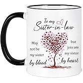 Sister-in-law Birthday Gift Wedding Gifts for Women Valentines Day Christmas Gift for Sister-in-law Mug 11Oz Not Sisters By Blood But Sisters By Heart Mug Ceramic Coffee Cup Microwave Dishwasher Safe