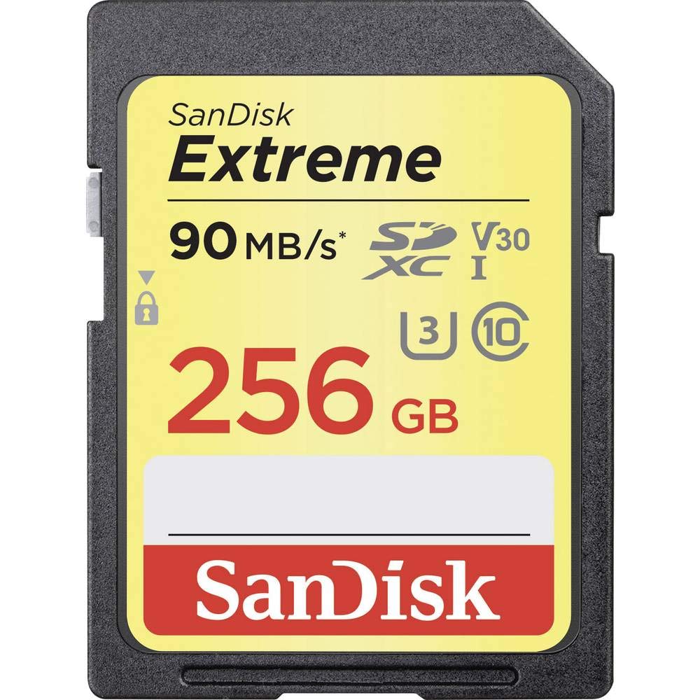 SanDisk Extreme 256GB SDXC Memory Card up to 90MB/s, Class 10, U3, V30