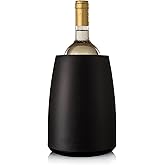 Vacu Vin Elegant Wine Cooler – Black – Active Wine Bottle Chiller with Freezer Sleeve – Modern Insulated Cooler – Keeps Wine Cold Without Ice – Sleek Tabletop Design for Home & Events