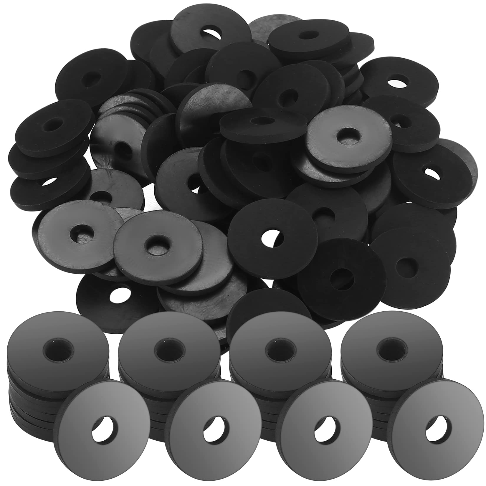 110 Pcs Rubber Washers Kit, Black Rubber Grommets Heavy Duty, 1 Inch OD, 1/4 Inch ID