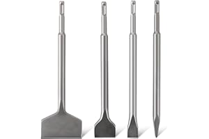 FLKQC 4Pcs SDS Plus Chisels Kit, 10 Inch Chisel Bit for SDS Plus Rotary Hammer Drill – Alloy Steel Tile Removal Tool, Demolit