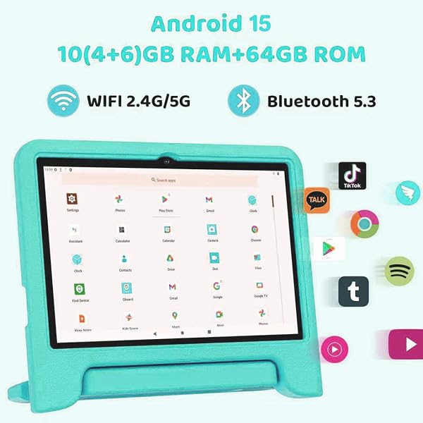 COLORROOM 2026 UPGRADED ANDROID 15 TABLET, 10INCH KIDS TABLET, OCTA-CORE CPU, 10GB+64GB+1TB EXPAND TABLETS FOR KIDS WITH KIDS SPACE, PARENTAL CONTROL, 6000MAH BIG BATTERY,TOUCHSCREEN TABLETA (GREEN)