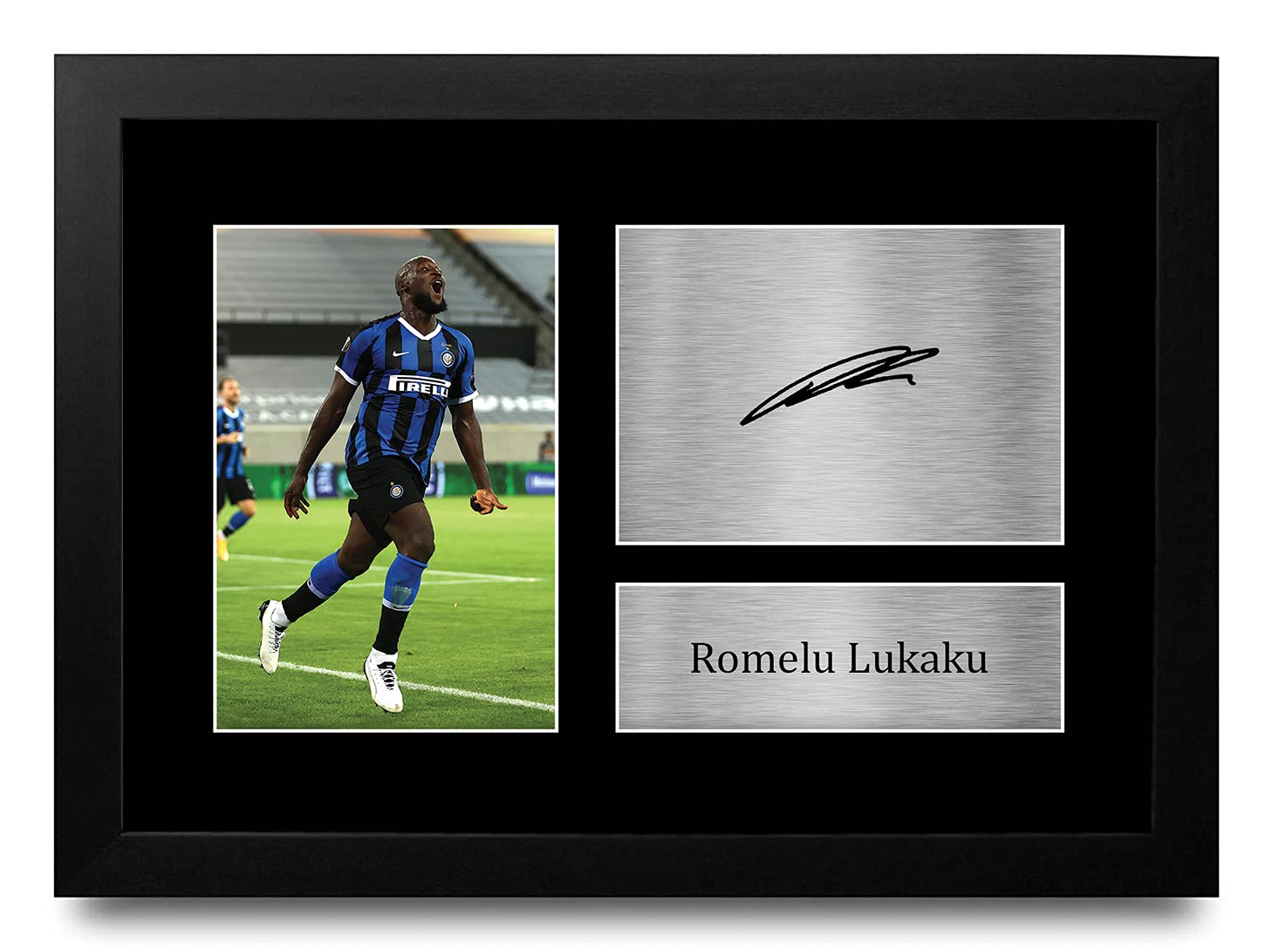 HWC Trading FR A4 Romelu Lukaku Inter Milan Gifts Printed Signed Autograph Picture for Football Fans and Supporters - A4 Framed