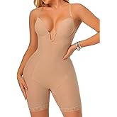 JOYSHAPER Bodysuit for Women Tummy Control Deep U Plunge Shapewear Backless Full Body Shaper Strapless Corset Body Suit Top