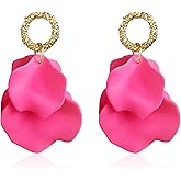 Anmpab Statement Matte Rose Flower Petal Stud Earrings for Women Dangly Floral Petal Earrings Jewelry Accessories Romantic Gifts for Her Women