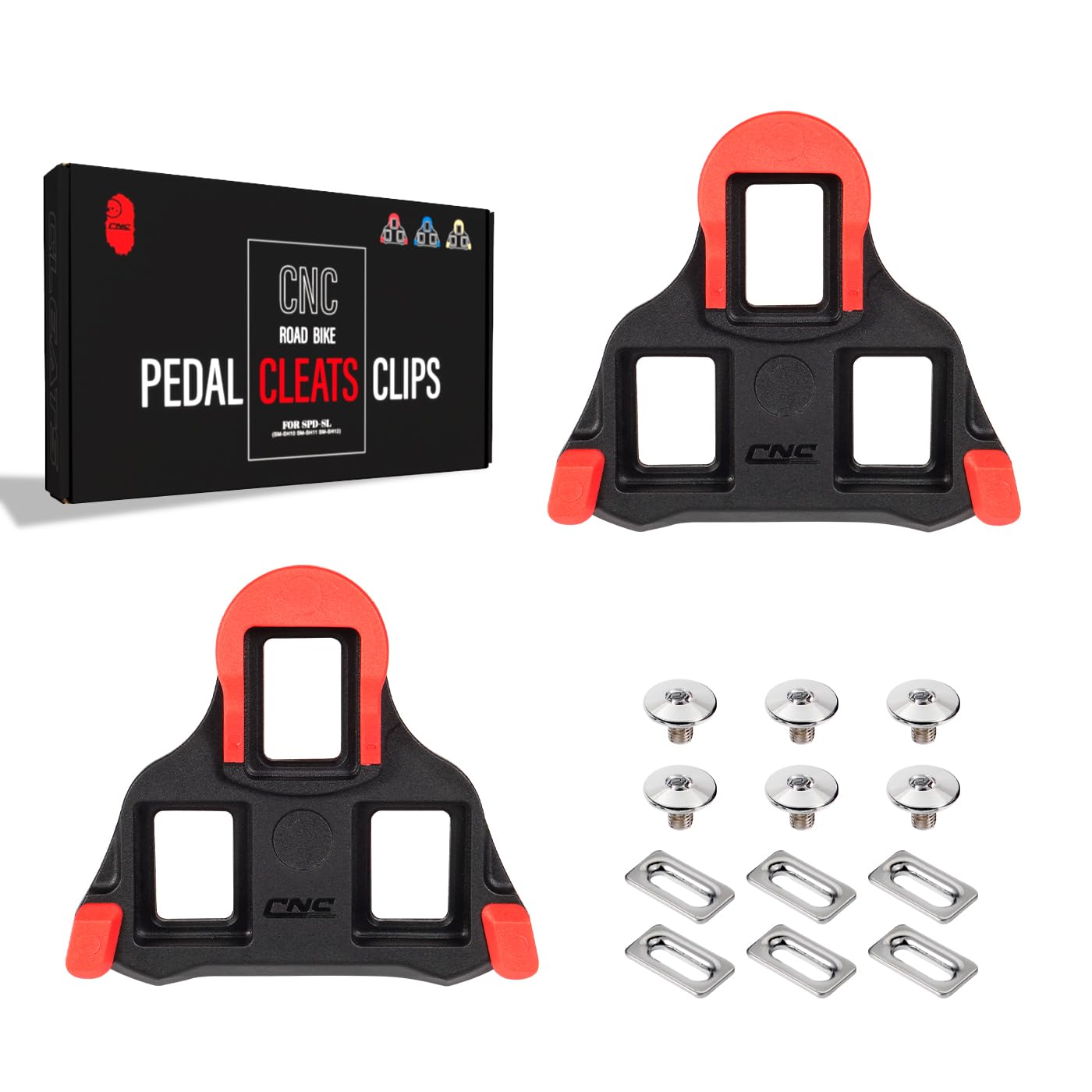 Chooee Road Bicycle Cleats for Shimano SPD-SL, Cycling Cleats for SPD (SM-SH10/SH11/SH12) Bike Shoes, Red