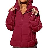 Fazortev Womens Oversized Puffer Jacket Quilted Dolman Hoodies Pullover Long Sleeve Lightweight Warm Tops Coat