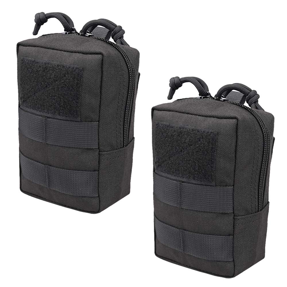 Magarrow Tactical Molle Pouch Multifunction Waist Bag Hanging Accessories Holder (Black- 2pcs)
