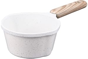 Kitchen Sauce Pan, Nonstick Small Saucepan with Lid, Pour Spouts on Both Sides, Wooden Handle, Medical Stone Coating, Premium