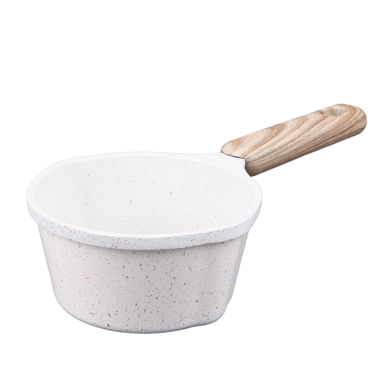 Kuuleyn Kitchen Saucepans, White Cooking pots,Kitchen Sauce Pan, Porridge pan,Small Pot with Prevents Stick Deepening Medical Stone Sauce Pot with Pour Spouts for Pouring Oil Milk Heating Frying