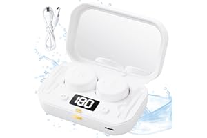 CASBOMY Contact Lens Clean Machine, Portable Ultrasonic Contact Lens Cleaner with 4 Timing Modes, 360° High-Frequency Vibration for Cleaning Soft Lenses, Colored Contact Lenses (White)