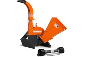 MechMaxx 4'' Inch PTO Powered 3 Point Wood Chipper Shredder Mulcher Attachment for Tractors Up to 45HP, (PTO Shaft Included), Model BX42S