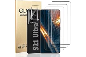 GBBO [3+2 Pack] Galaxy S21 Ultra Screen Protector+Camera Lens Film,9H Tempered Glass,Ultrasonic Fingerprint Compatible, HD Clear,3D Curved Glass Screen Protector For Samsung Galaxy S21 Ultra(6.8 Inch)