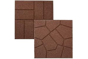 Rubberific Dual Sided Rubber Paver Tile - 16" X 16" X 3/4" (Brown, 1 Tile)