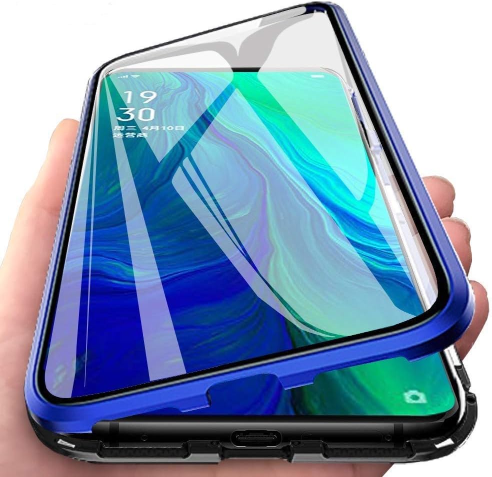 Front Tempered Glass + Back Tempered Glass Oppo A9 Case Metal Frame 360° Full Cover Magnetic Adsorption All-Around Protection