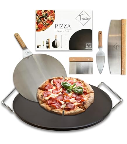 thumbnail image 2 of 4-Piece Rectangle Pizza Stone Set - 15 Inch Baking Stone With Peel, Cutter & Parchment Paper 2 of 9