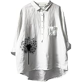 BIVENANT Women Boho Floral Tunic Tops Hawaii Button Down Shirts 3/4 Sleeve V Neck Blouses Casual Dressy Tshirt Plus Size