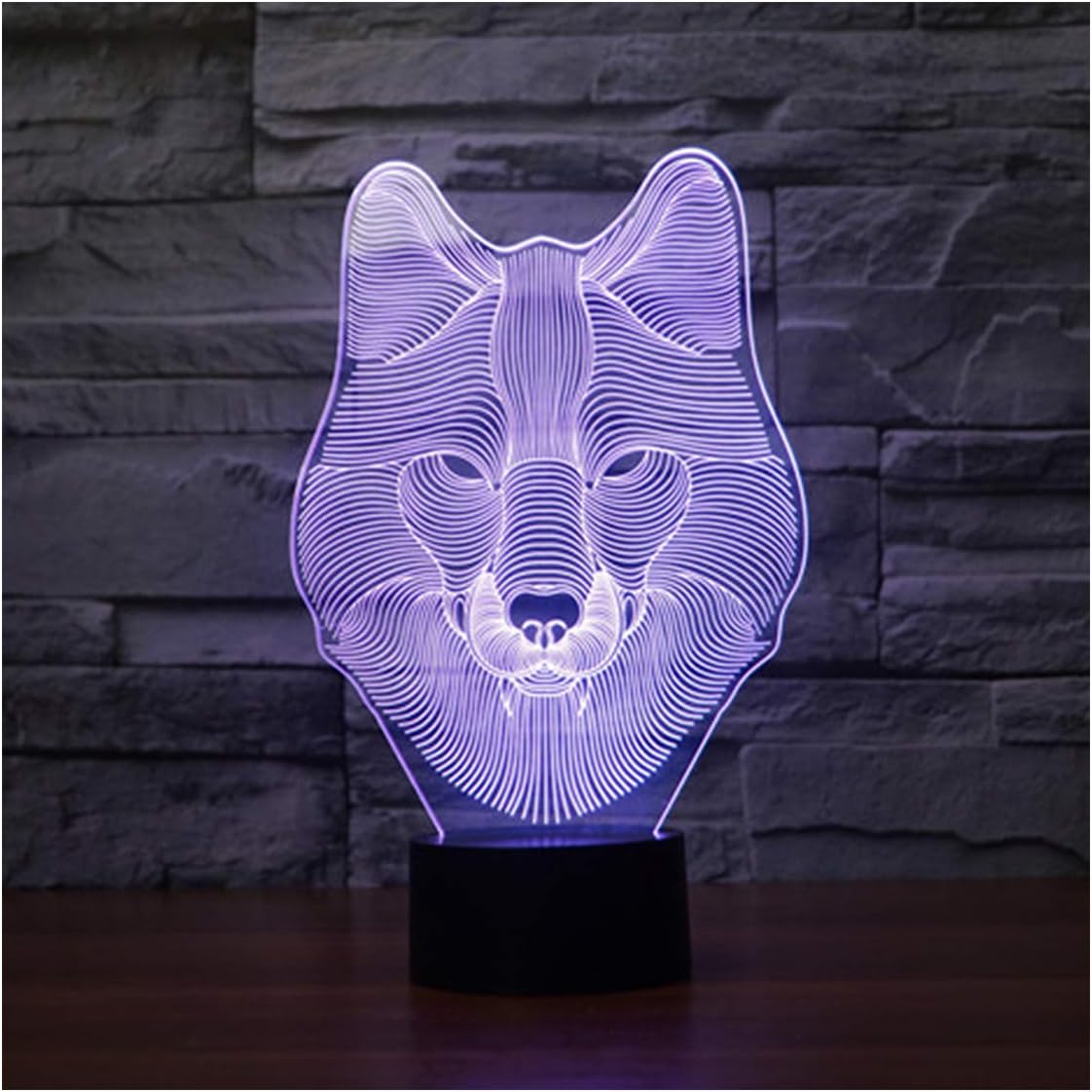 lunaoo 3D Wolf Night Light for Kids Boys Toys, 3D Illusion Lamp for Bedroom Beside Table Decoration, 7 Colour Changing LED Mood Lamp Desk Table Light Lamp Children Gift