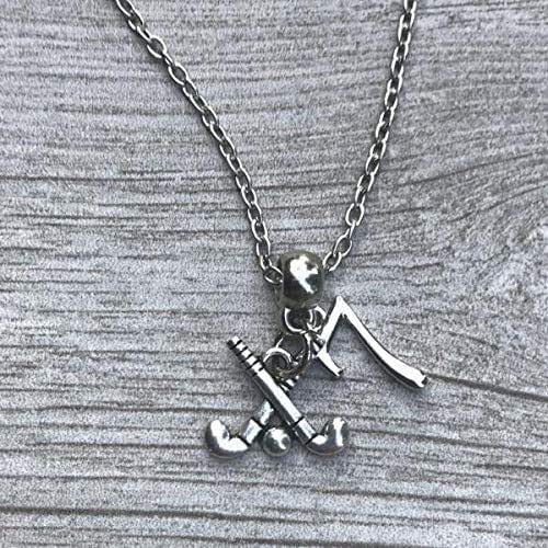 Field Hockey Charm Necklace with Number Charms, Field