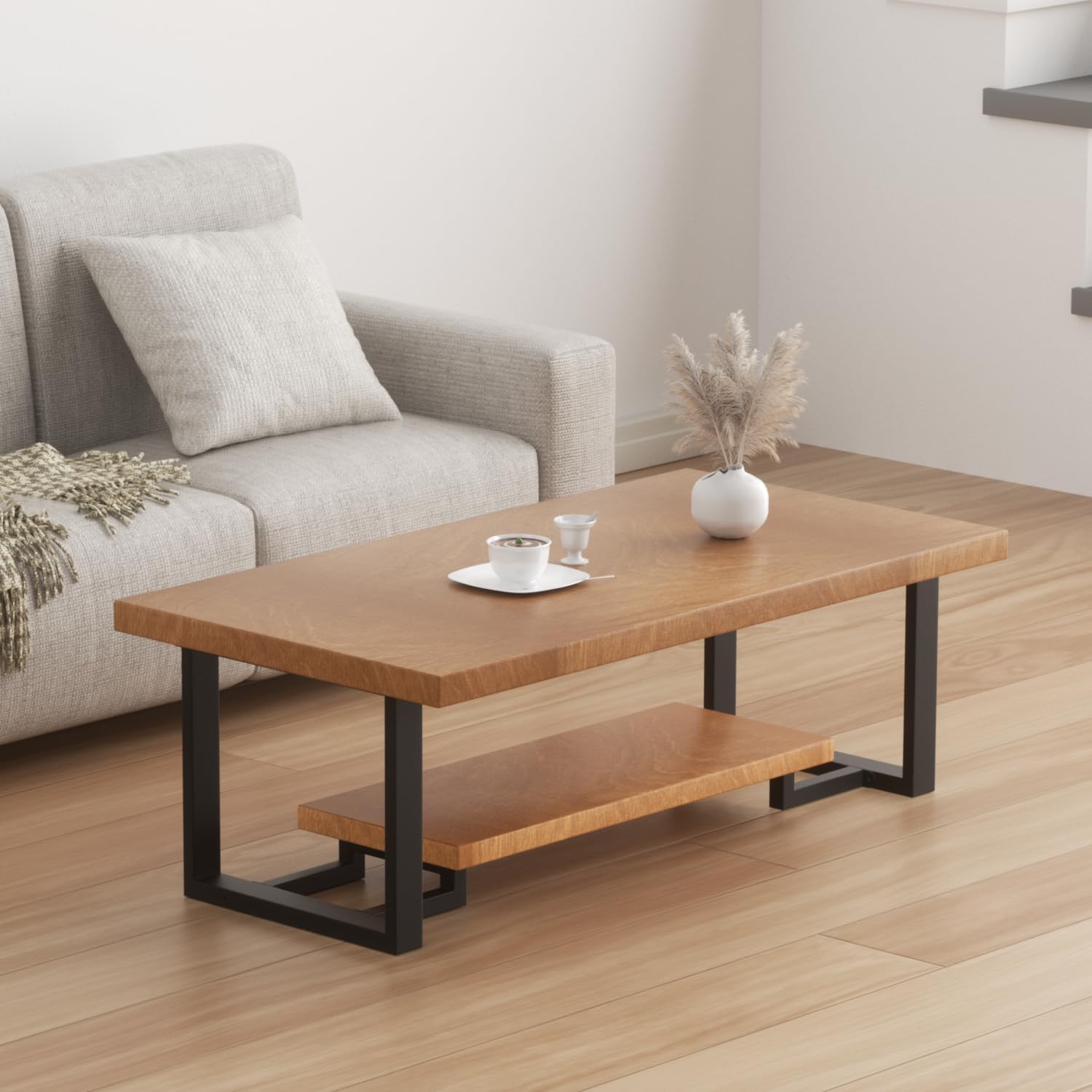 Photo 1 of ***FRAME/ LEGS IN BOX ONLY, TABLETOPS NOT INCLUDED***PHWOTAN Upgraded 2 Tier Coffee Table Legs, Square Metal 16 Inch Height 18 inch Width, Heavy Duty Bench & DIY Side Table Legs Set of 2***FRAME/ LEGS IN BOX ONLY, TABLETOPS NOT INCLUDED***