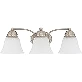 Nuvo Lighting 60/3266 Traditional Three Light Vanity from Empire Collection in Pwt, Nckl, B/S, Slvr. Finish