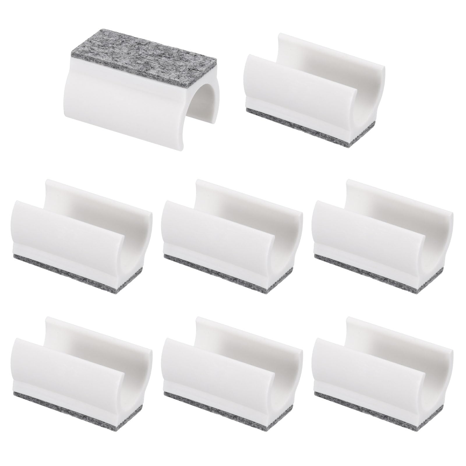 PATIKIL 22mm Rectangle Chair Leg Cover with Felt Pad, 8Pcs Slide Smoothly No Scratches No Noise Furniture Feet Hardwood Protectors Tips Floor Glides Tubing Caps for Office, White Grey