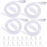 TRLIFE T5 T8 Power Cord, 6FT Long LED Light Cord with On/Off Switch, LED Wire Connector Power Cord with US Plug for T5 T8 Integrated Tube Light Fixtures (4 Pack)