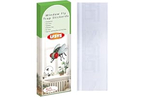 LFSYS 50 Pack Window Flie Trapz, Fruit Flie Trapz for Indoors, Fly Paper Stiky Strips, Fly Traps for Indoors Clear