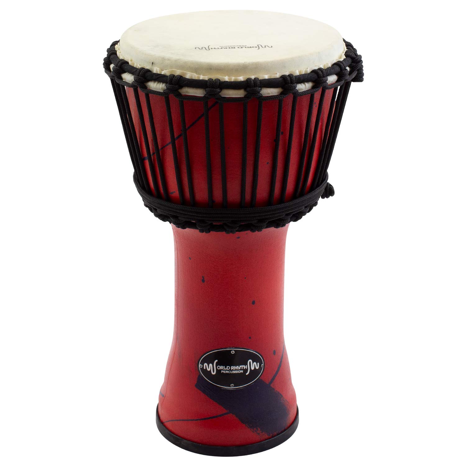 World Rhythm 8 Inch Rope Tuned Djembe Drum – Red African Synthetic Hand Drum